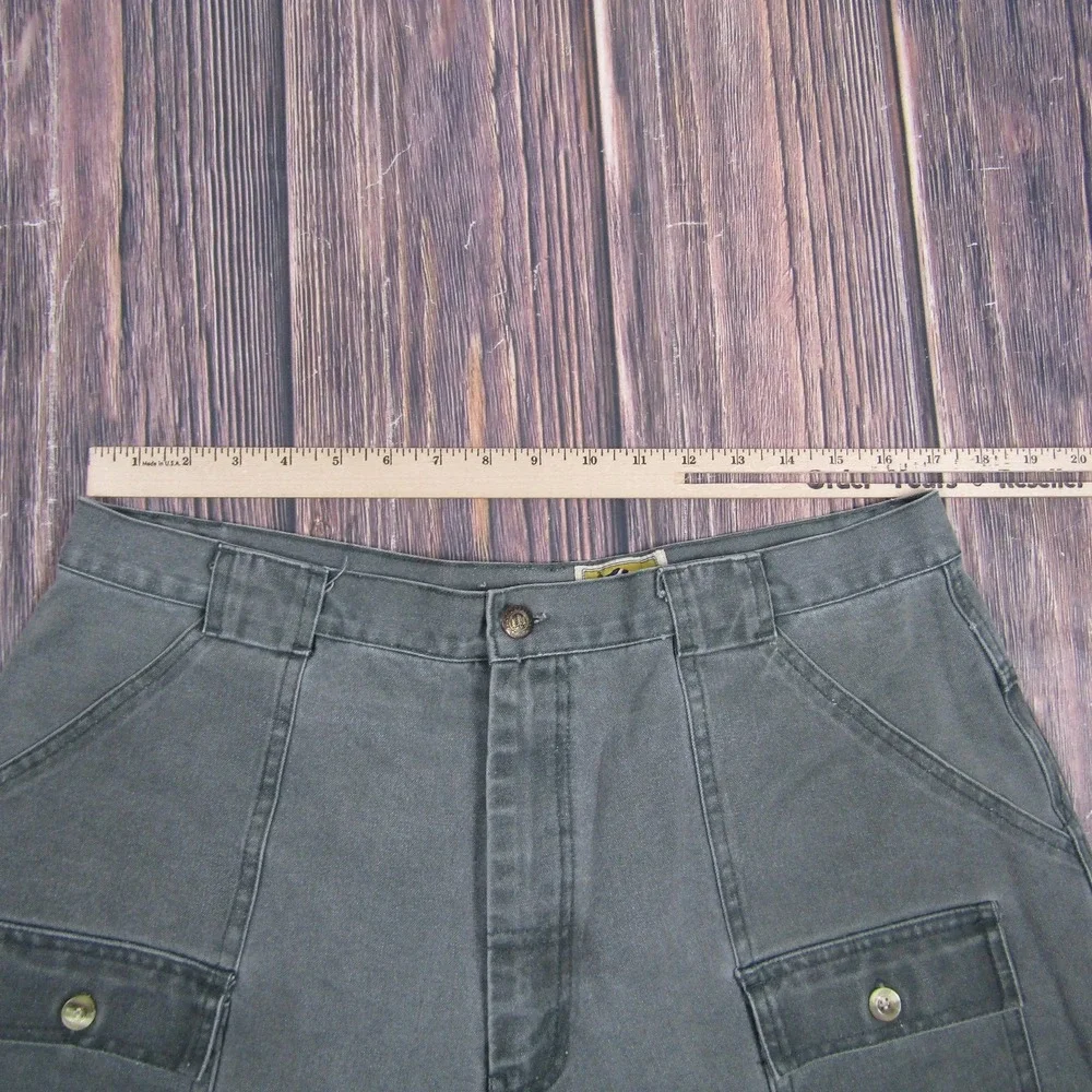 Pacific Crest Mens 38 Green Canvas Cargo Shorts Vintage Hong Kong Trail Outdoors